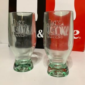 Jack Daniels Glass Set of 2 ‘Jack & Coke’ Bar Glasses RARE